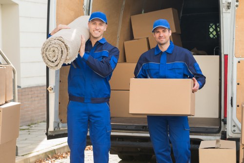 Efficient moving team unloading at a new home in Surrey Quays