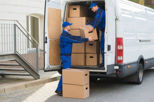 Efficient unloading by house removals team